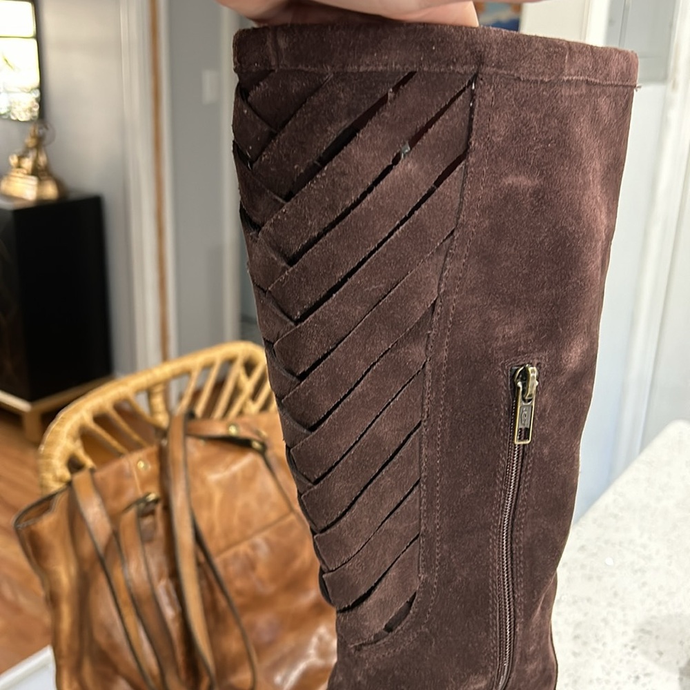 UGG Australia Women's Rumer Weave Brown Suede Leather Tall Clog Boot - Size 9 - Picture 8 of 12